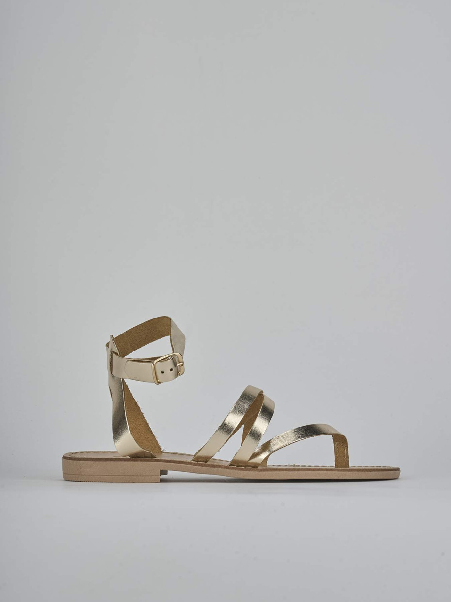Sandalias de tacón bajo tacón 1 cm oro laminado