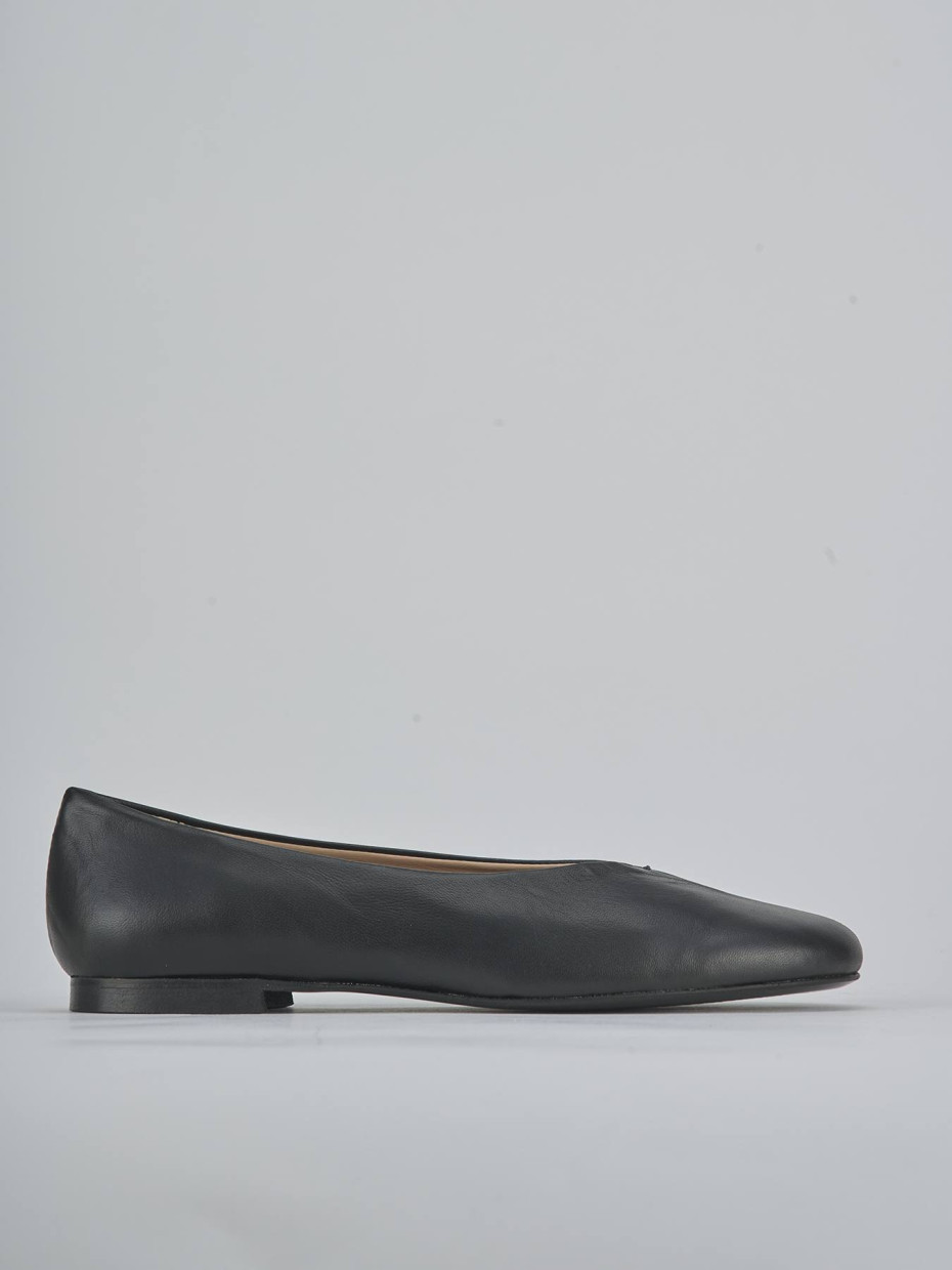 Bailarinas tacón 1 cm negro cuero