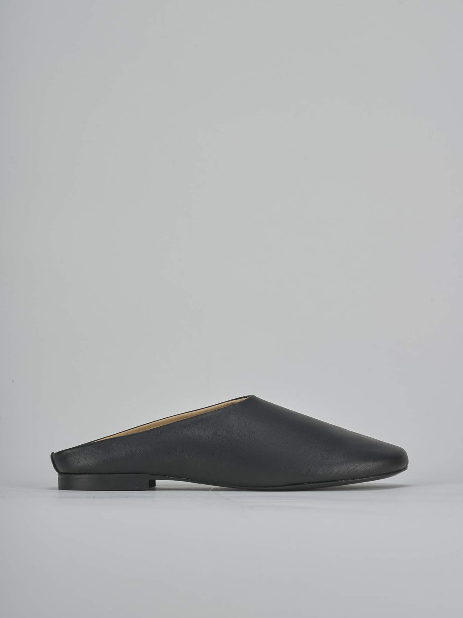 Zuecos con tacón tacón 1 cm negro cuero