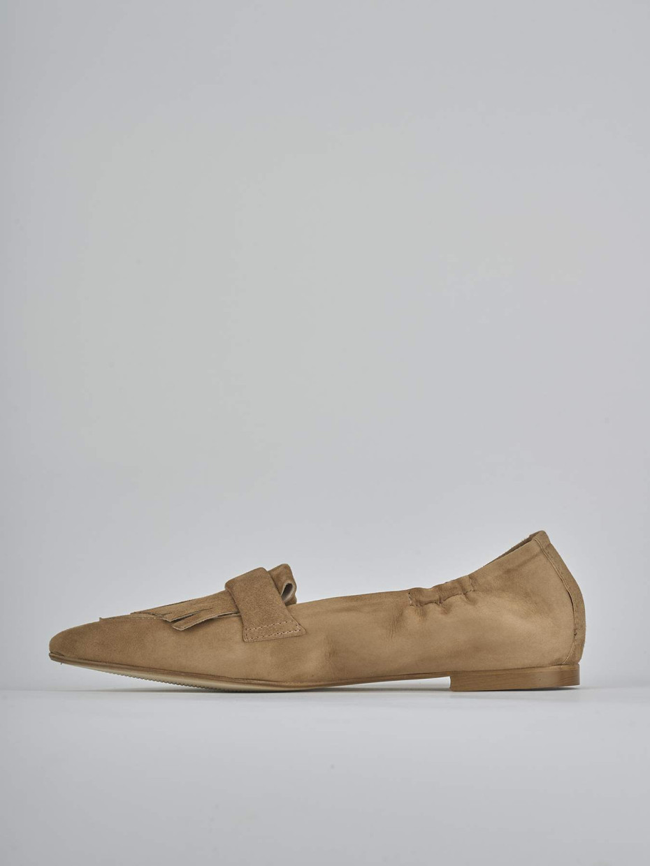 Mocasines tacón 1 cm marrón ante