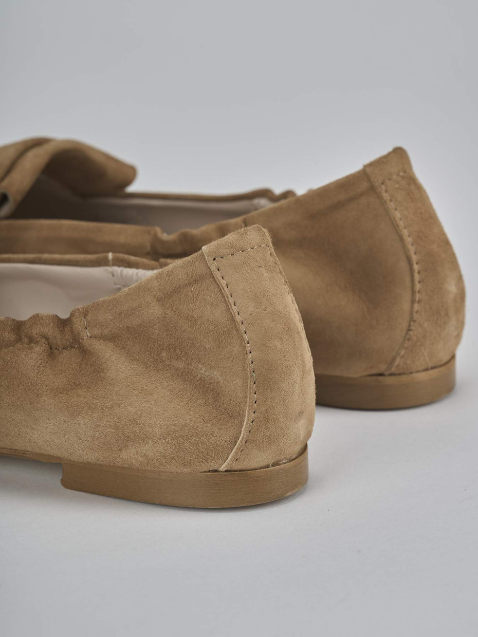 Mocasines tacón 1 cm marrón ante