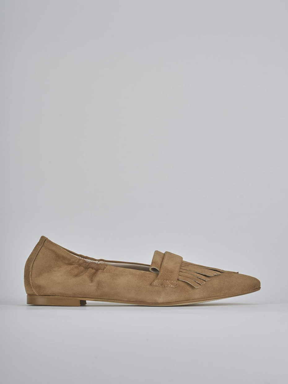 Mocasines tacón 1 cm marrón ante