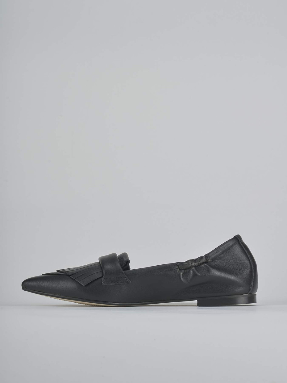 Mocasines tacón 1 cm negro cuero