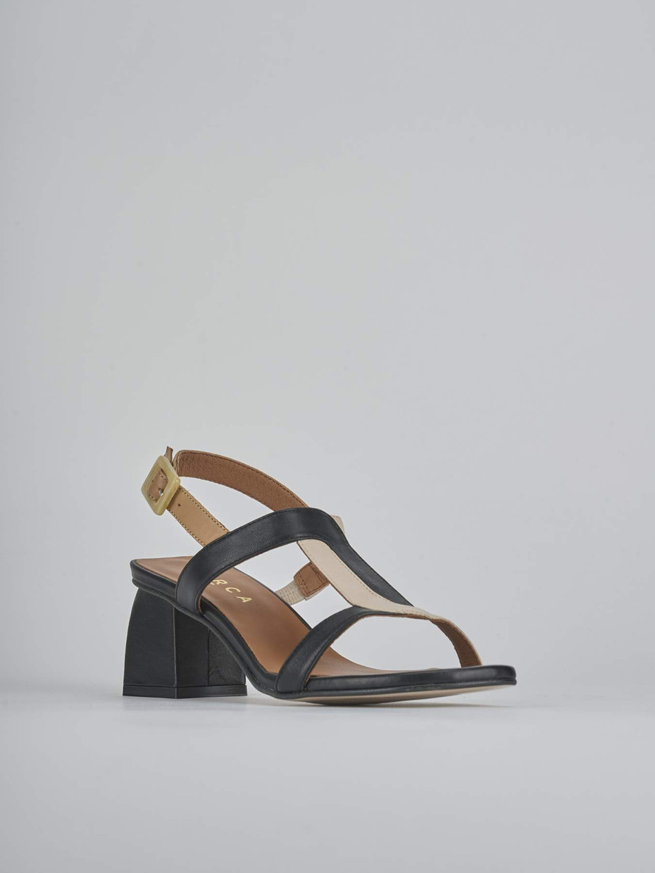 Sandalias de tacón alto tacón 5 cm negro cuero