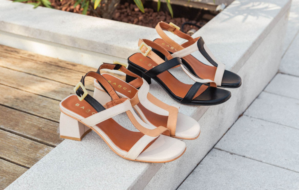Sandalias de tacón alto tacón 5 cm negro cuero