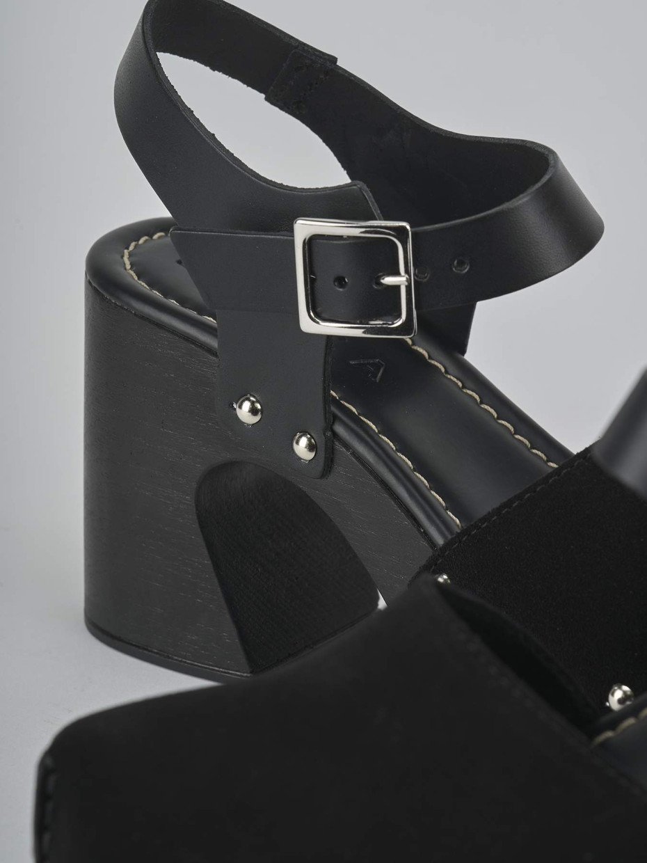 Sandalias de tacón alto tacón 9 cm negro ante