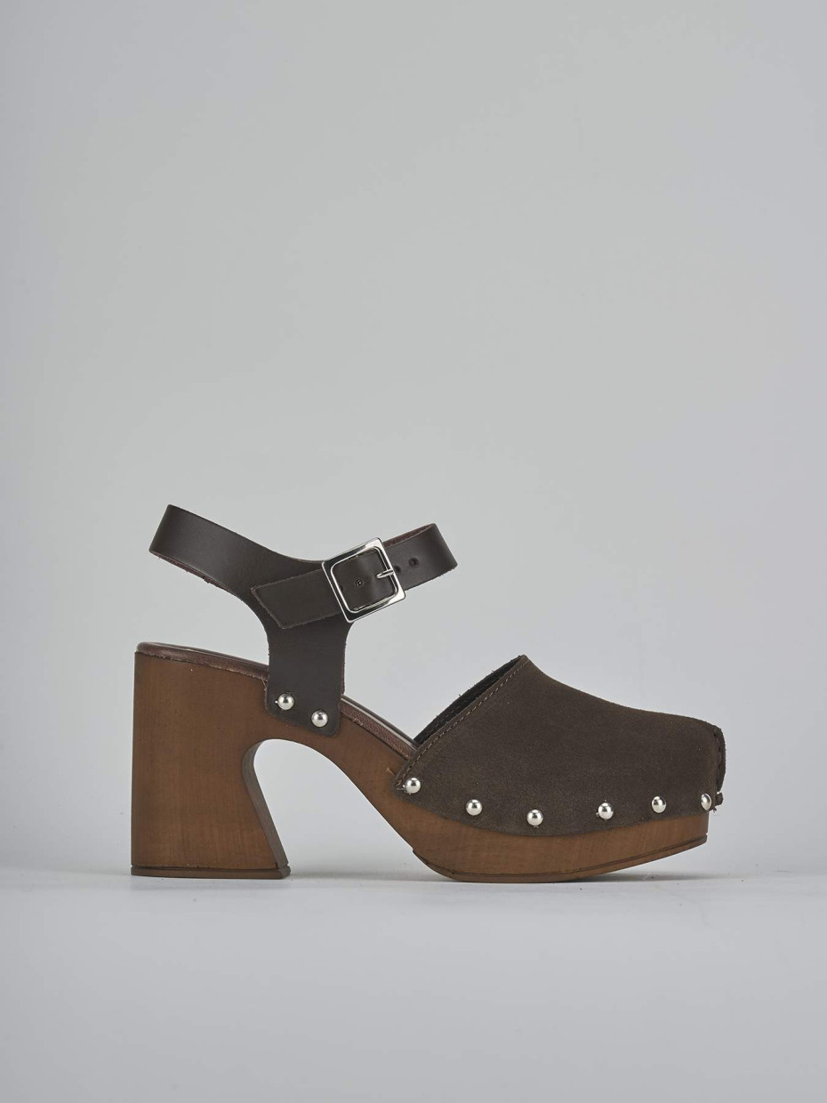 Sandalias de tacón alto tacón 9 cm marrón oscuro ante