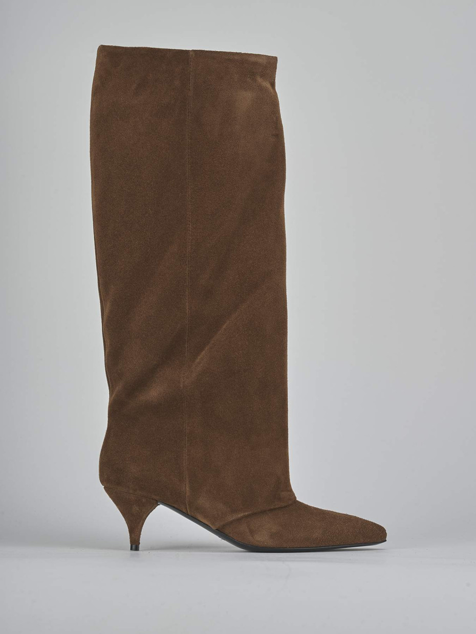 High heel boots heel 5 cm brown suede
