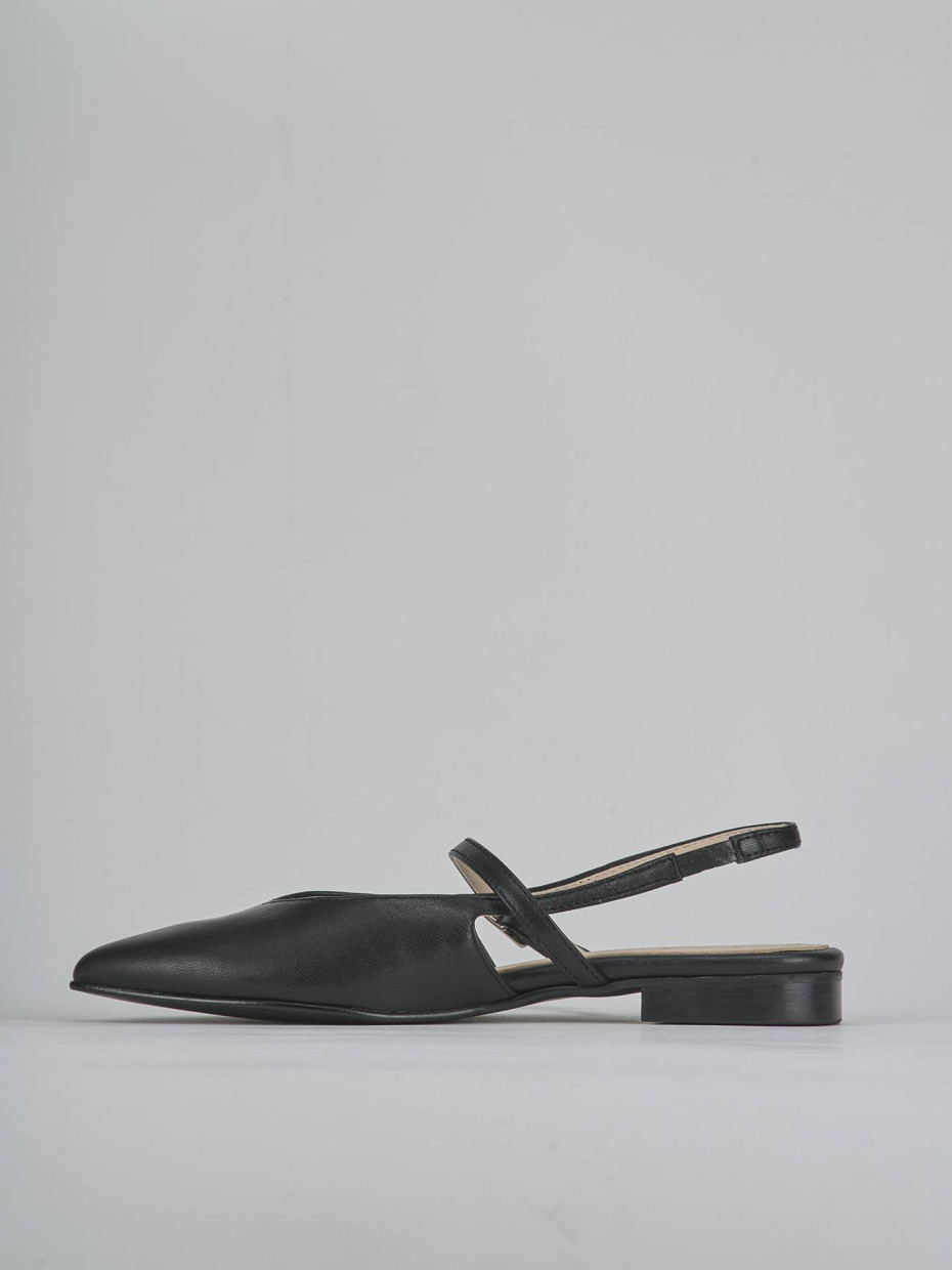 Bailarinas tacón 1 cm negro cuero