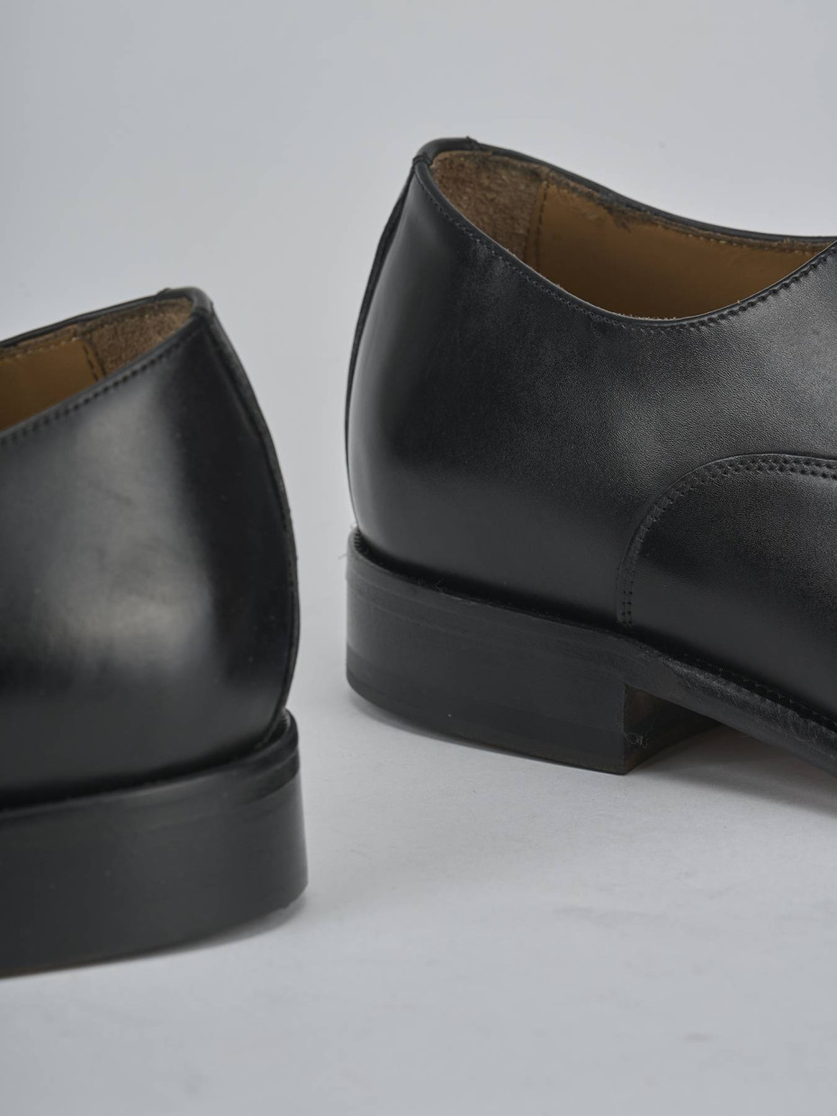 Zapatos de cordones tacón 1 cm negro cuero