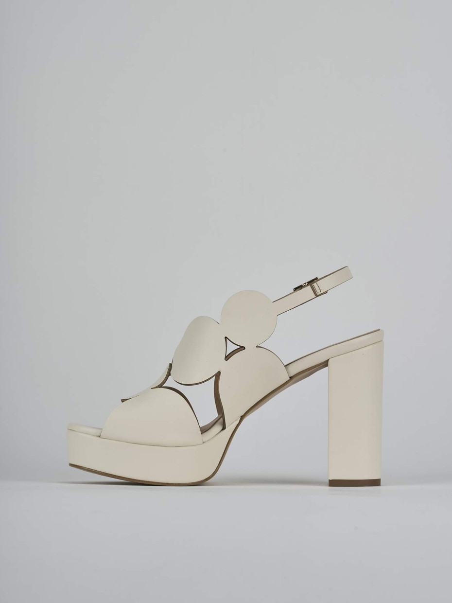 Sandalias de tacón alto tacón 9 cm blanco cuero
