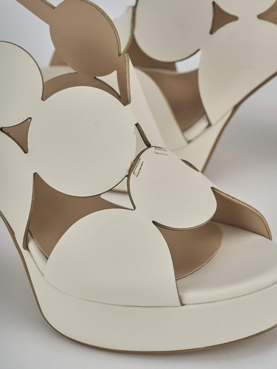 Sandalias de tacón alto tacón 9 cm blanco cuero
