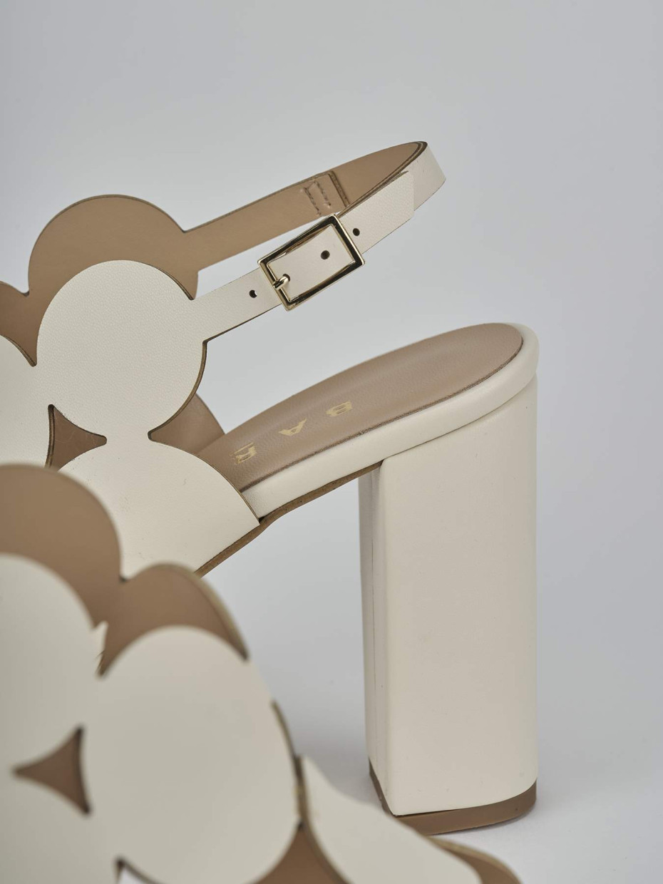 Sandalias de tacón alto tacón 9 cm blanco cuero