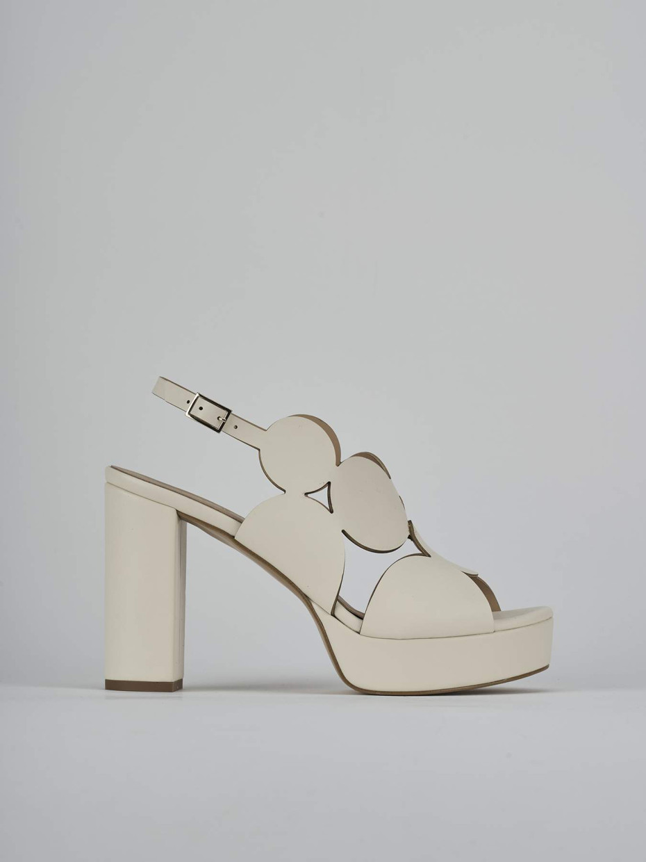 Sandalias de tacón alto tacón 9 cm blanco cuero