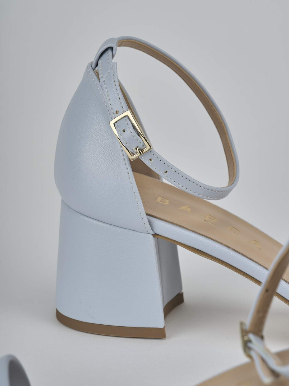 High heel sandals heel 6 cm light blue leather