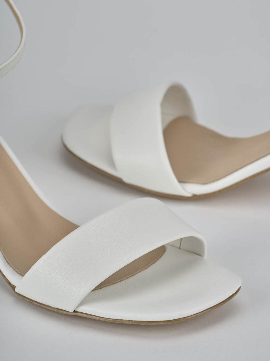 Sandalias de tacón alto tacón 6 cm blanco cuero