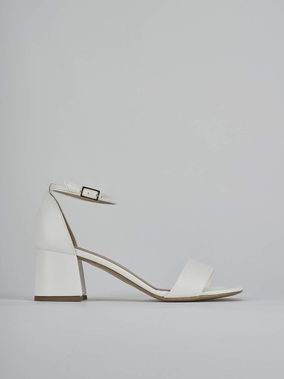 Sandalias de tacón alto tacón 6 cm blanco cuero
