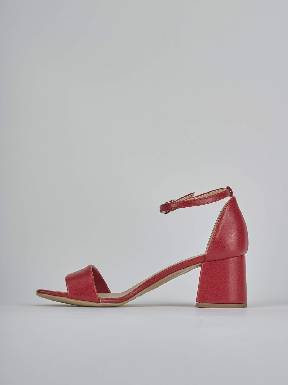 Sandalias de tacón alto tacón 6 cm rojo cuero
