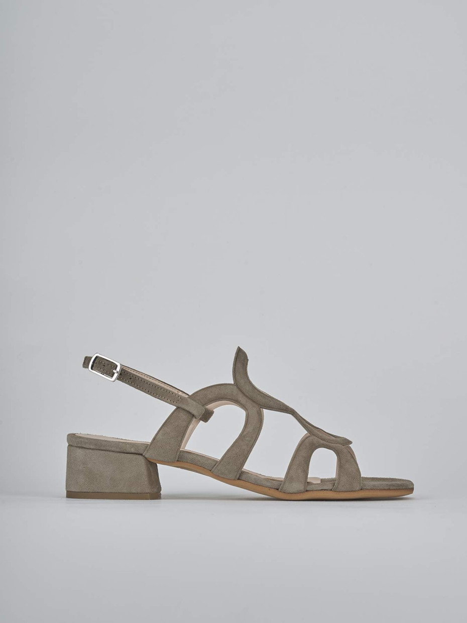 Sandalias de tacón bajo tacón 3 cm beis ante