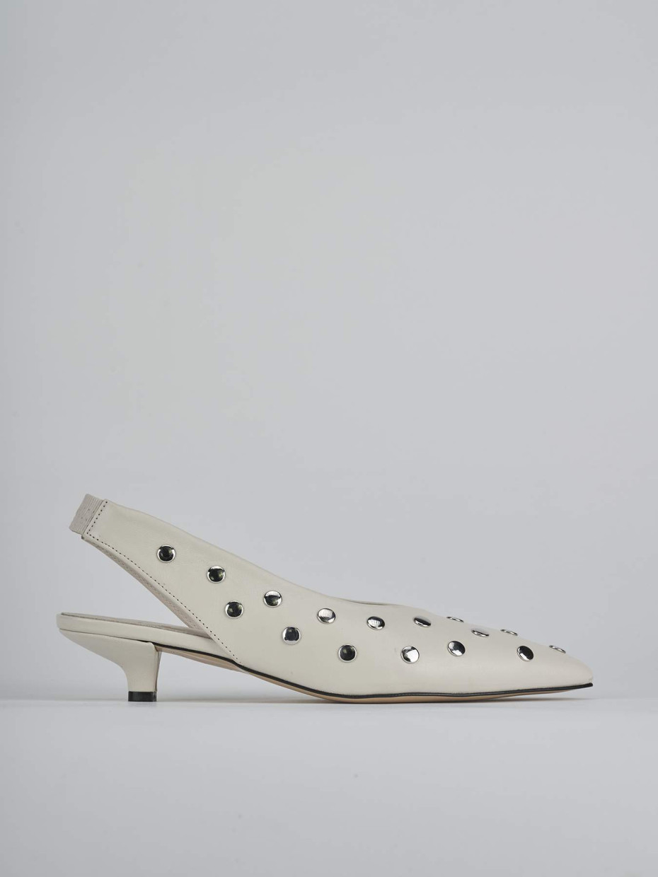 Slingback heel 4 cm beige leather