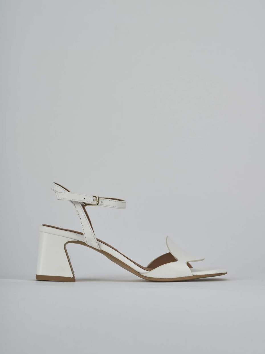 Sandalias de tacón alto tacón 5 cm blanco cuero