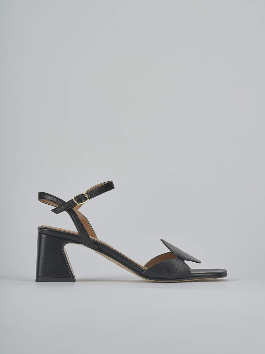 Sandalias de tacón alto tacón 5 cm negro cuero