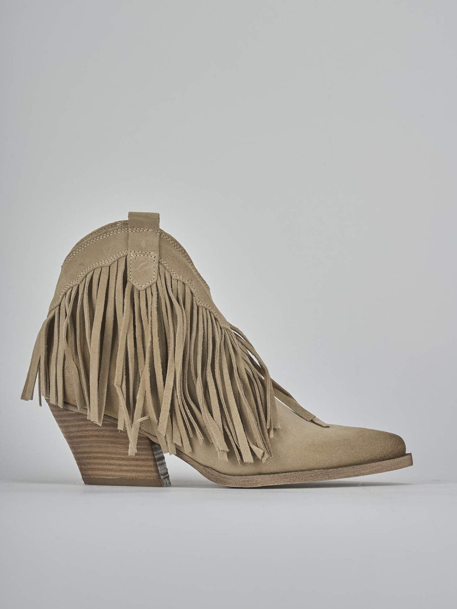 Botines de tacón alto tacón 7 cm beis ante