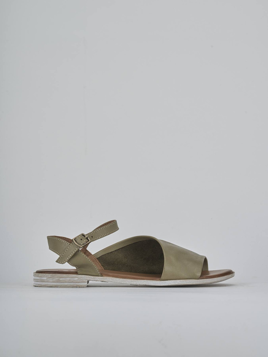 Sandalias de tacón bajo tacón 1 cm verde cuero