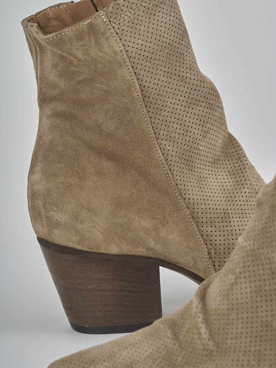 Botines de tacón alto tacón 5 cm marrón ante