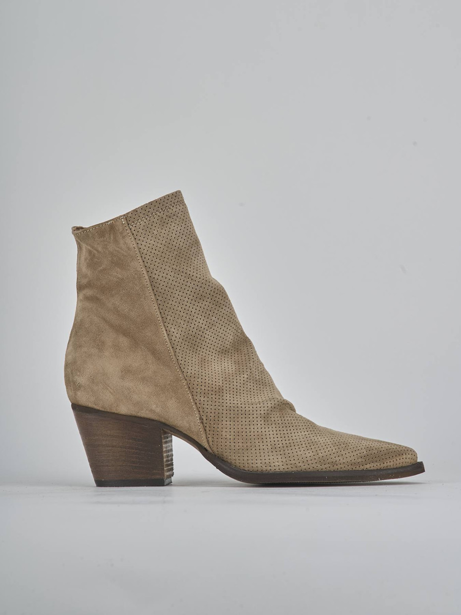Botines de tacón alto tacón 5 cm marrón ante