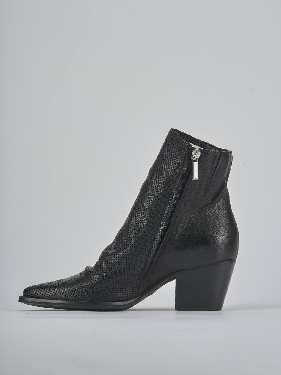 Botines de tacón alto tacón 5 cm negro cuero