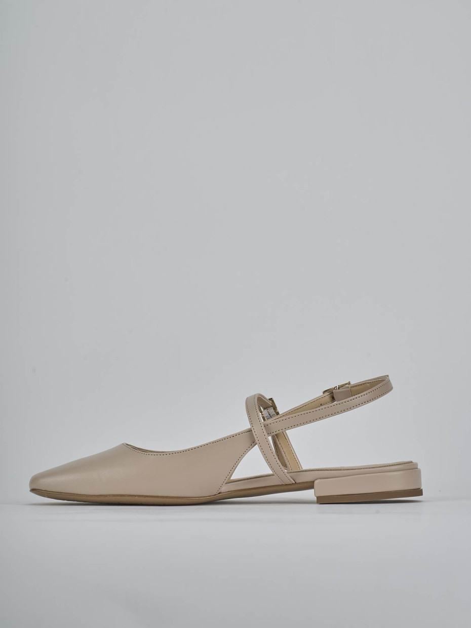 Bailarinas tacón 1 cm beis cuero