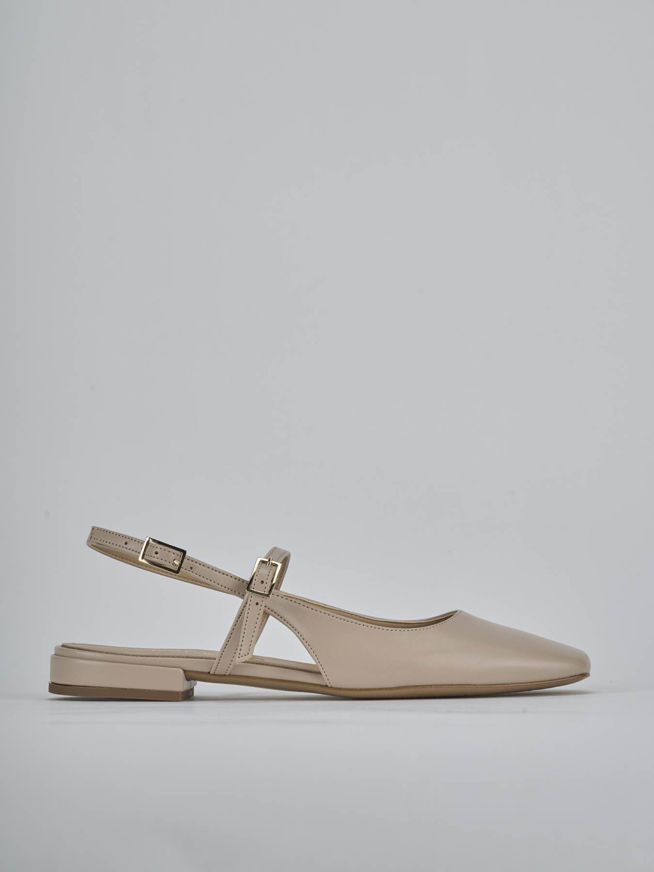 Bailarinas tacón 1 cm beis cuero