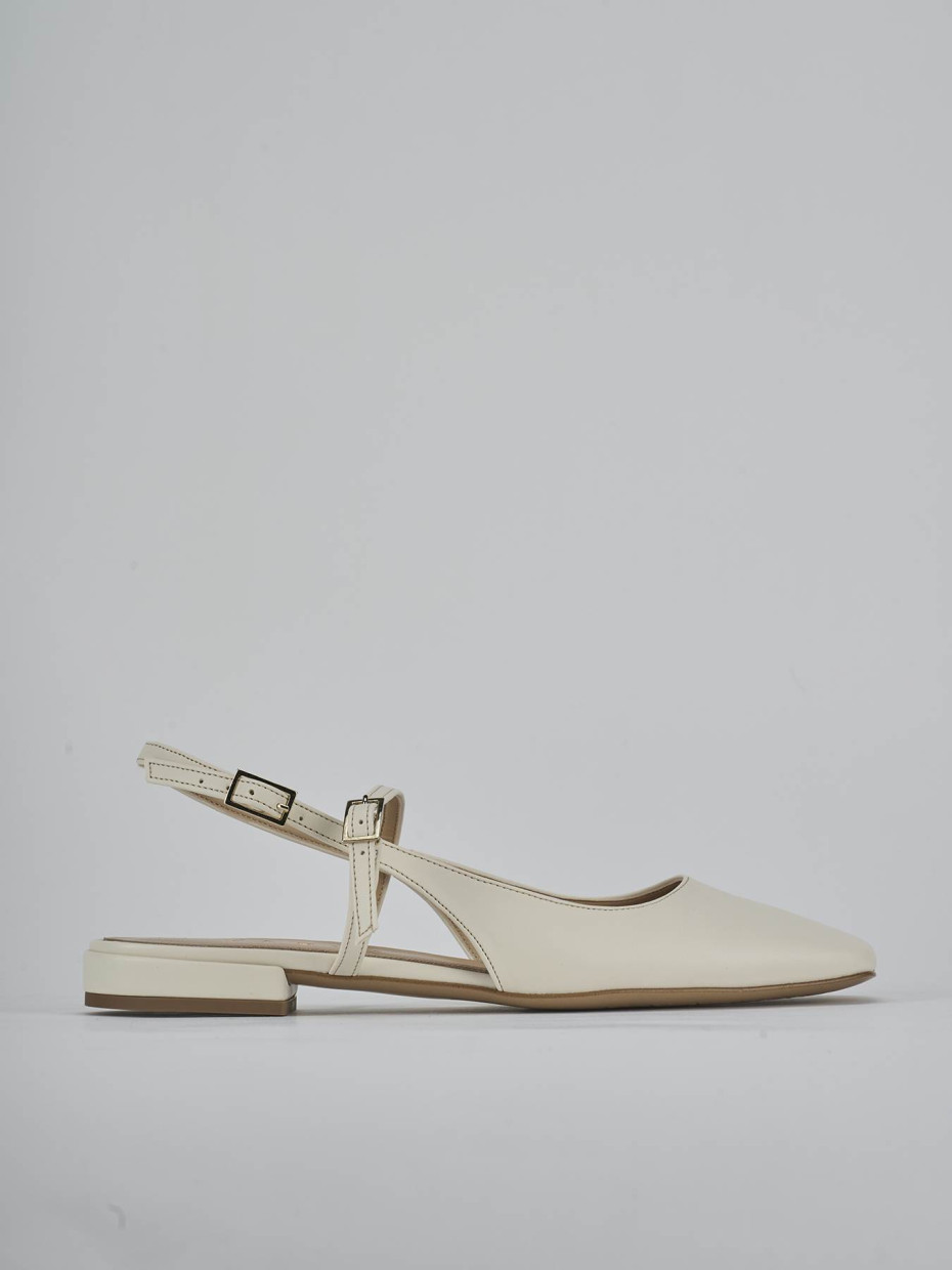 Flat shoes heel 1 cm white leather