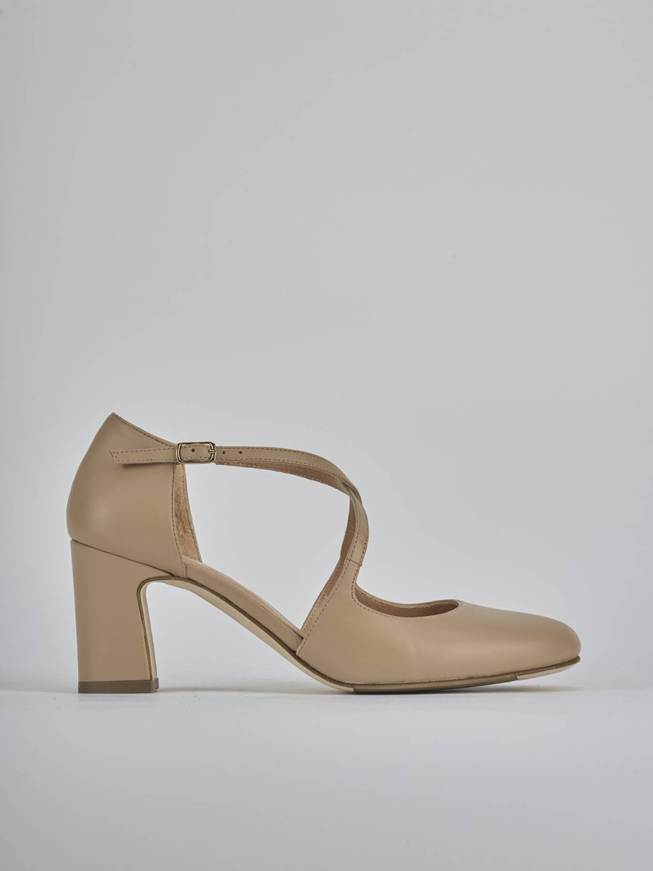 Décolleté tacco 7cm pelle marrone