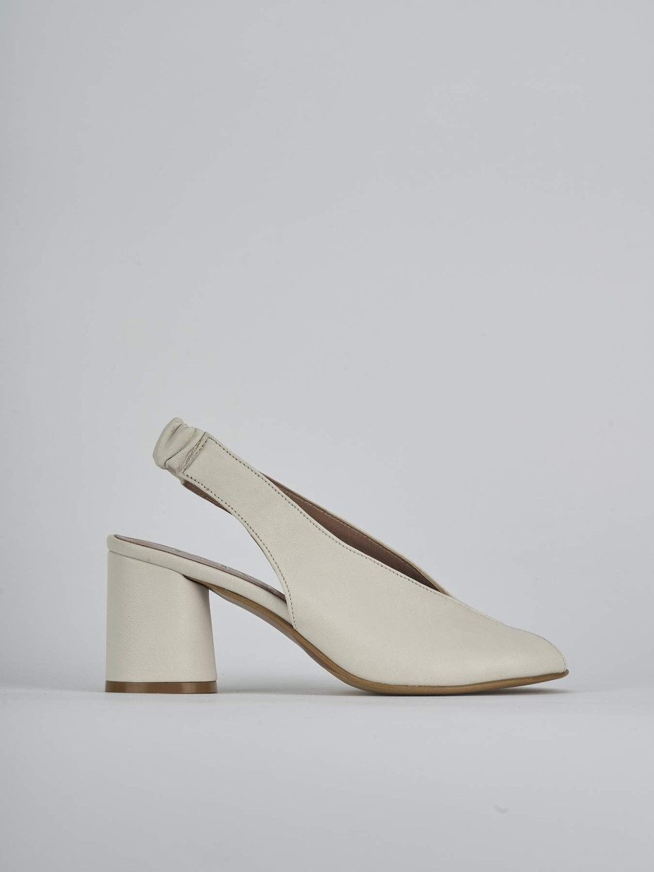 High heel sandals heel 7 cm white leather