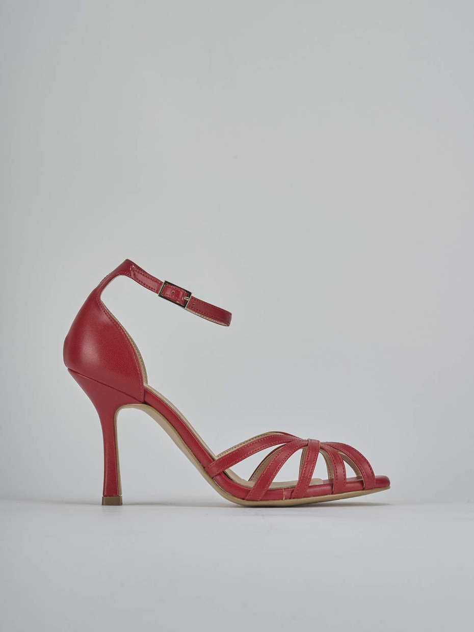 Sandalias de tacón alto tacón 9 cm rojo cuero