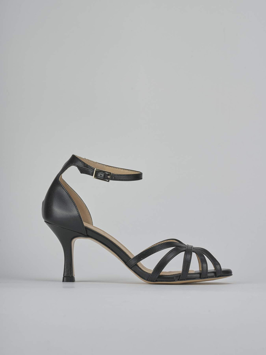 Sandalias de tacón alto tacón 7 cm negro cuero