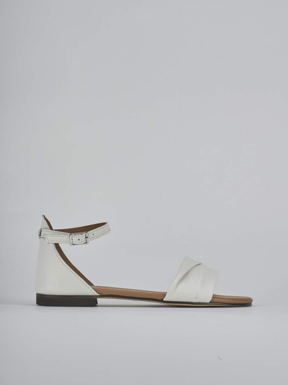 Sandalias de tacón bajo tacón 1 cm blanco cuero
