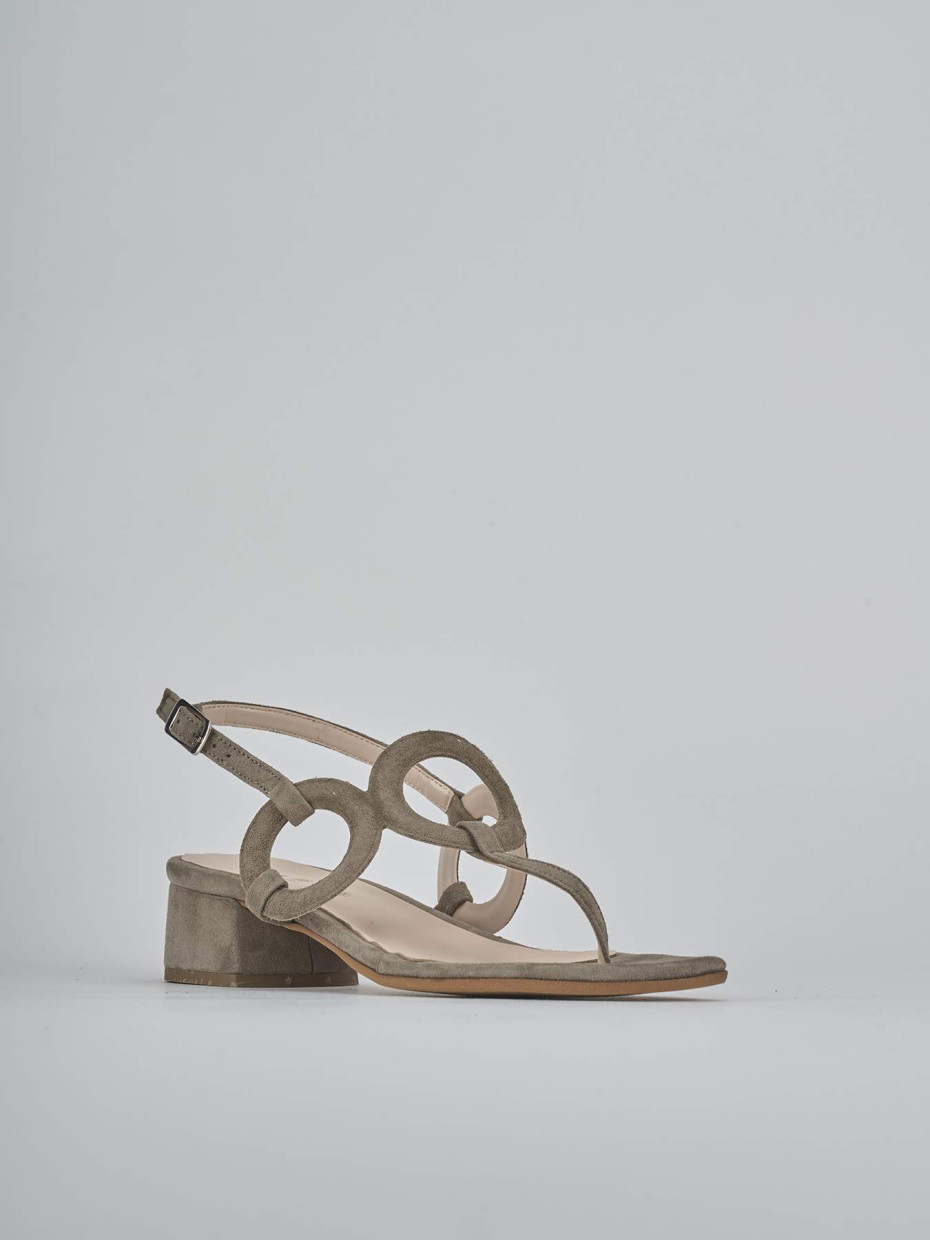 Sandalias de tacón bajo tacón 3 cm beis ante