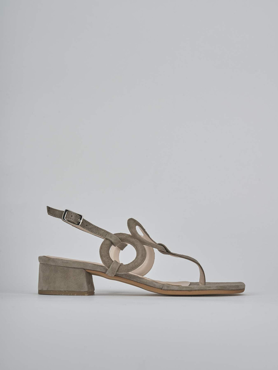 Sandalias de tacón bajo tacón 3 cm beis ante