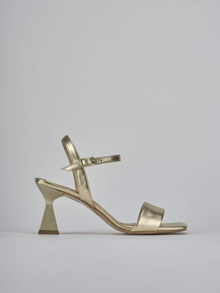 Sandalias de tacón alto tacón 7 cm oro cuero