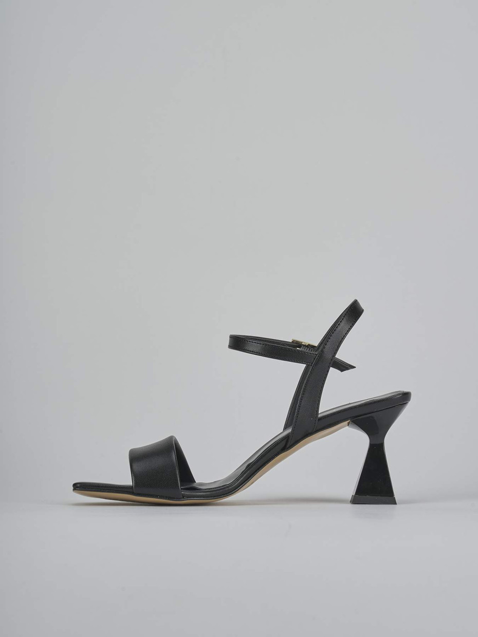 Sandalias de tacón alto tacón 7 cm negro cuero