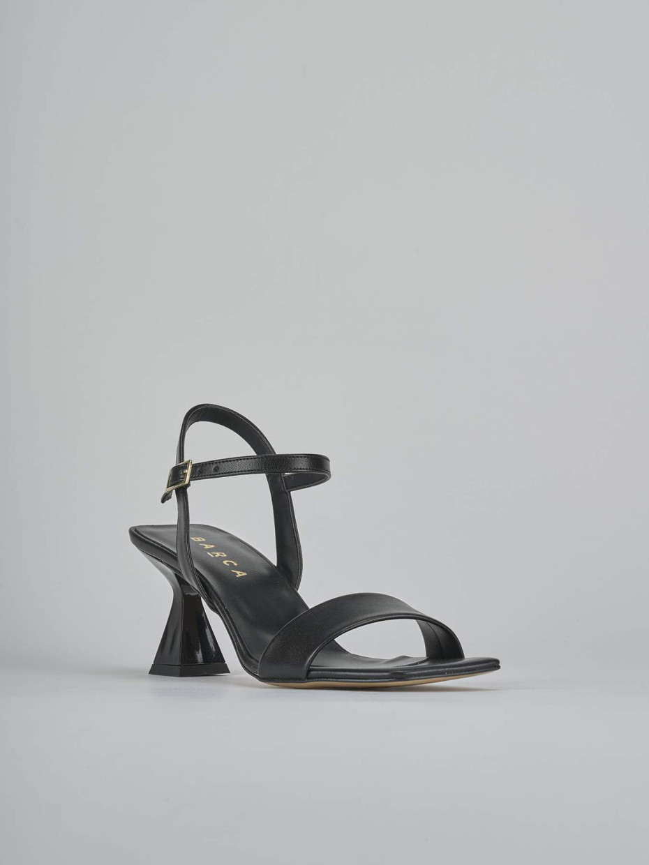 Sandalias de tacón alto tacón 7 cm negro cuero