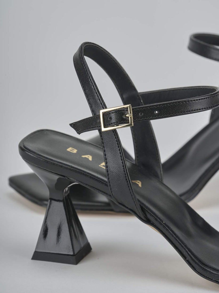 Sandalias de tacón alto tacón 7 cm negro cuero