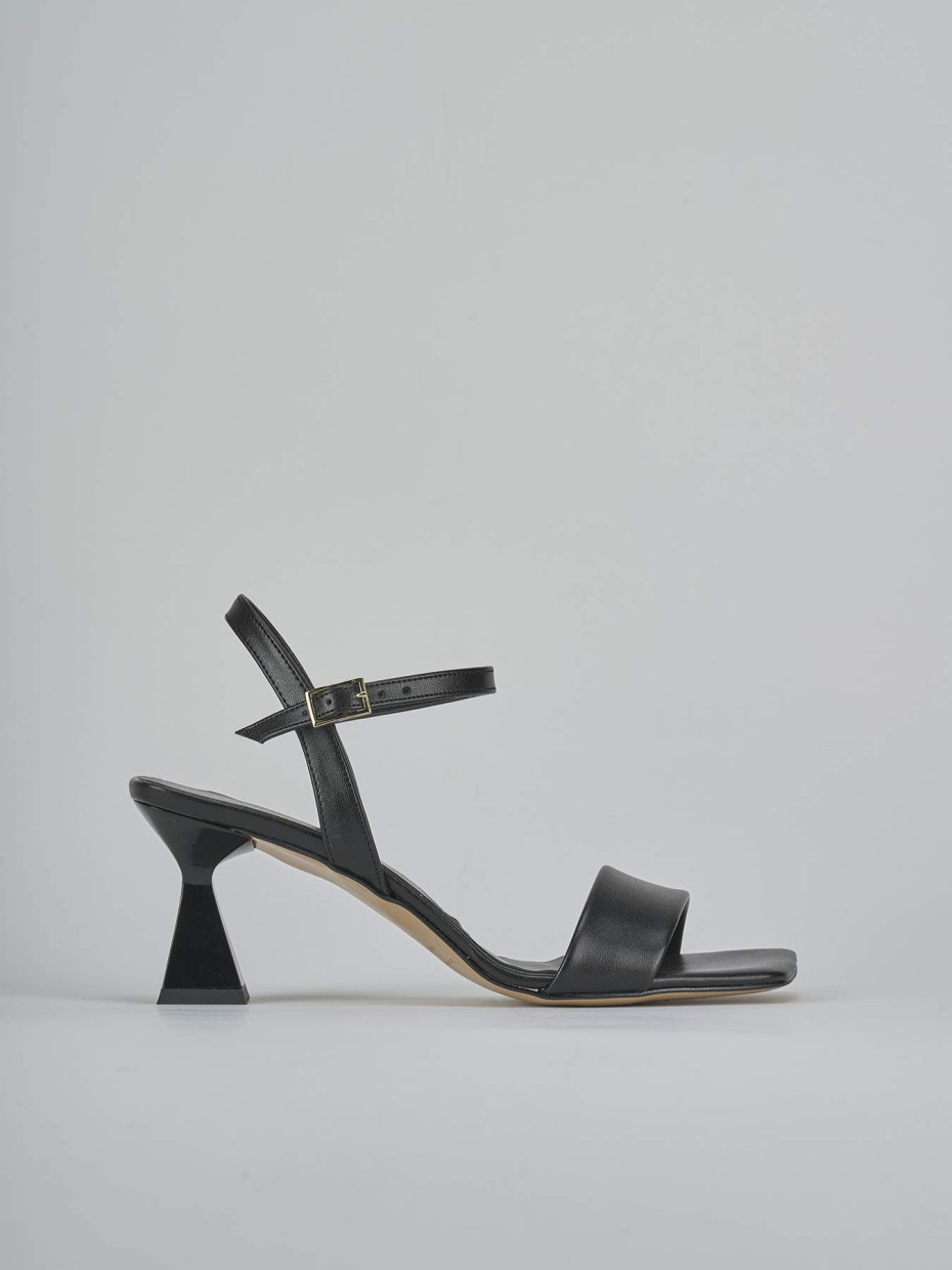 Sandalias de tacón alto tacón 7 cm negro cuero