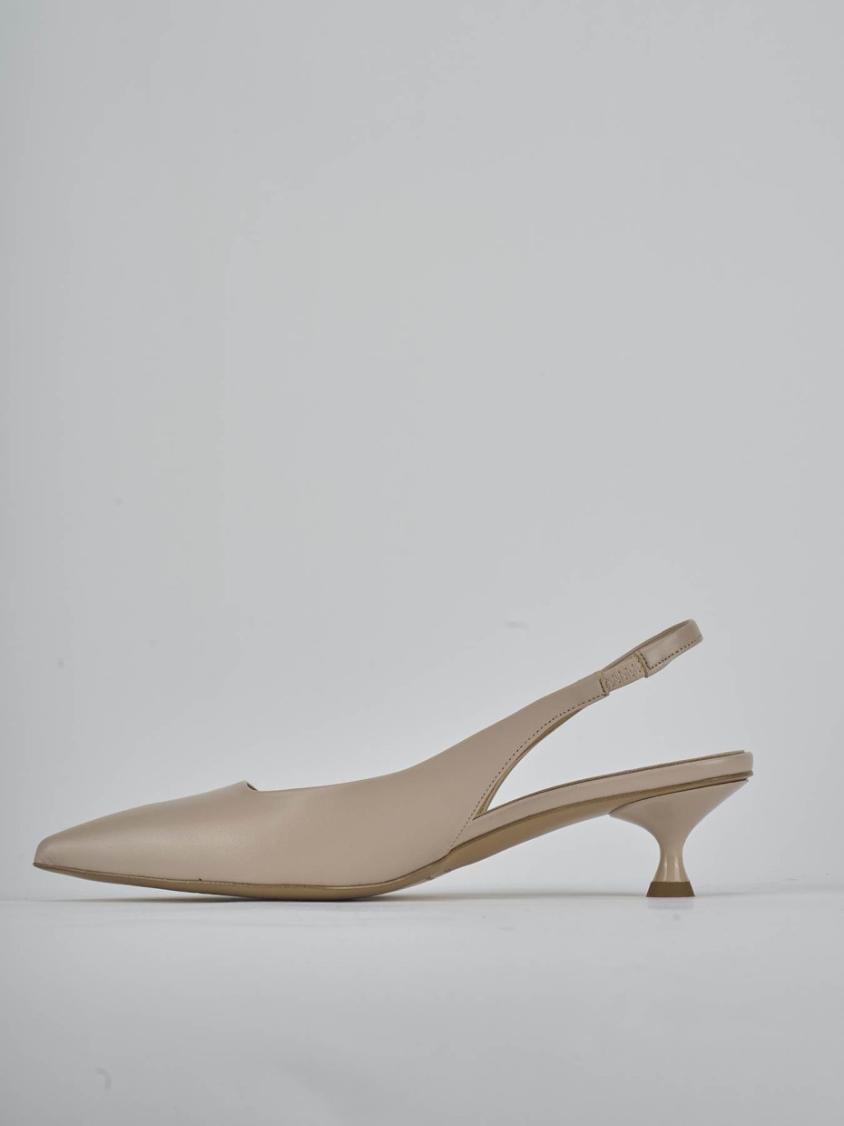 Slingback tacco 4cm pelle beige