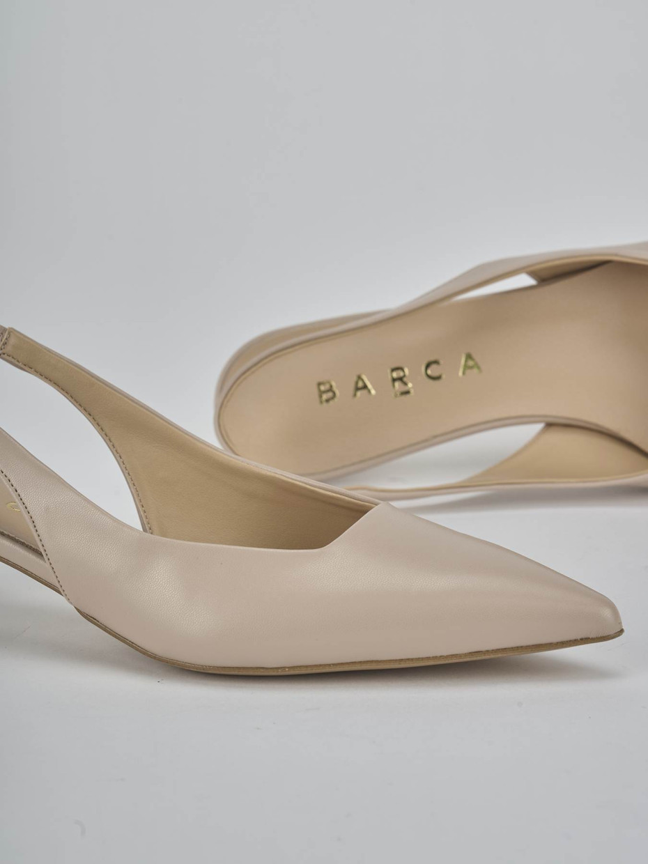 Slingback tacco 4cm pelle beige