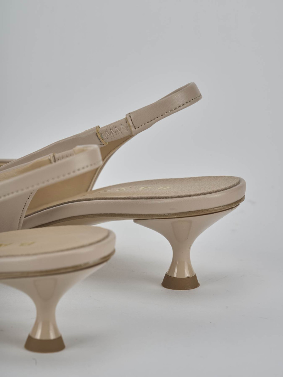 Slingback tacco 4cm pelle beige