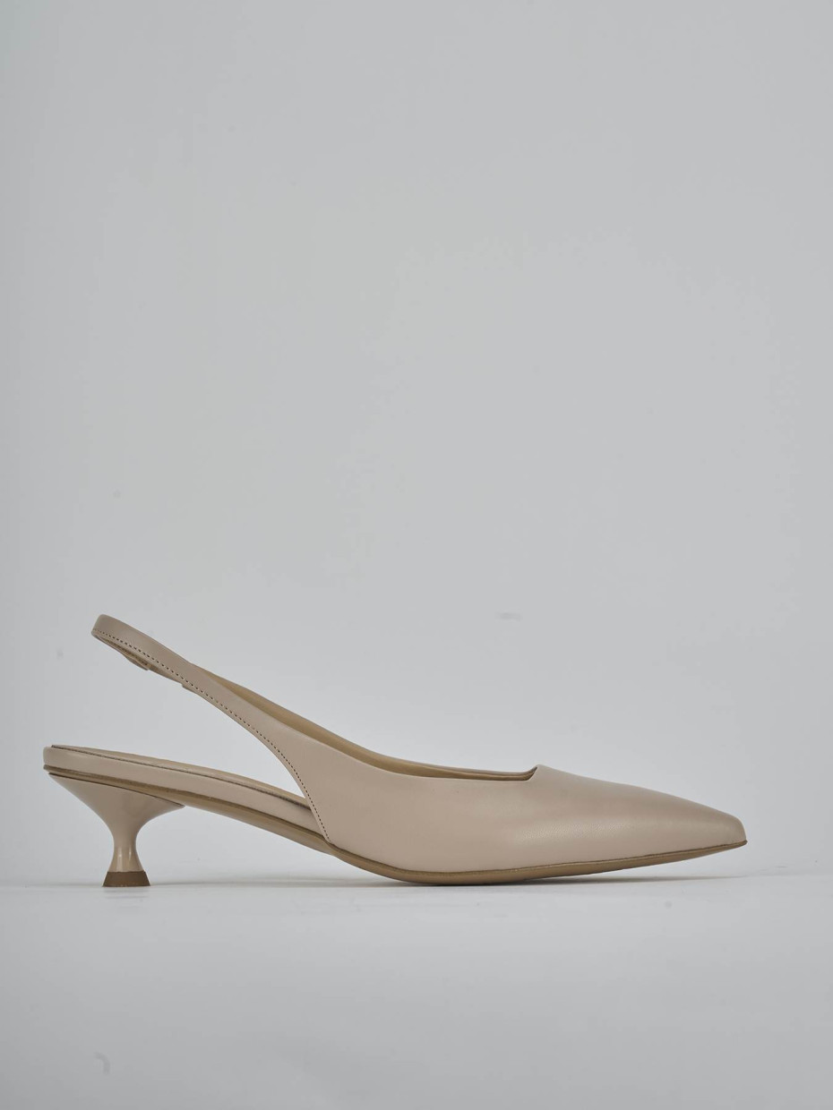 Slingback tacco 4cm pelle beige